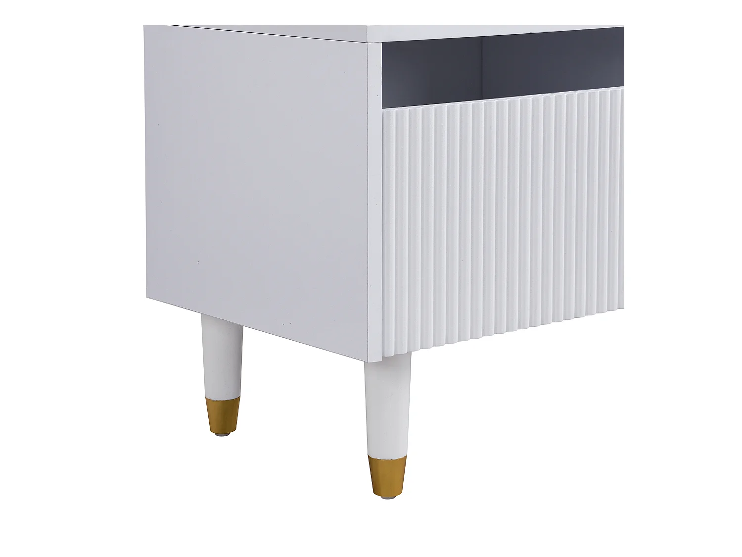 Meuble TV moderne 178x35x45cm - avec éclairage LED - 4 tiroirs - MDF - Blanc