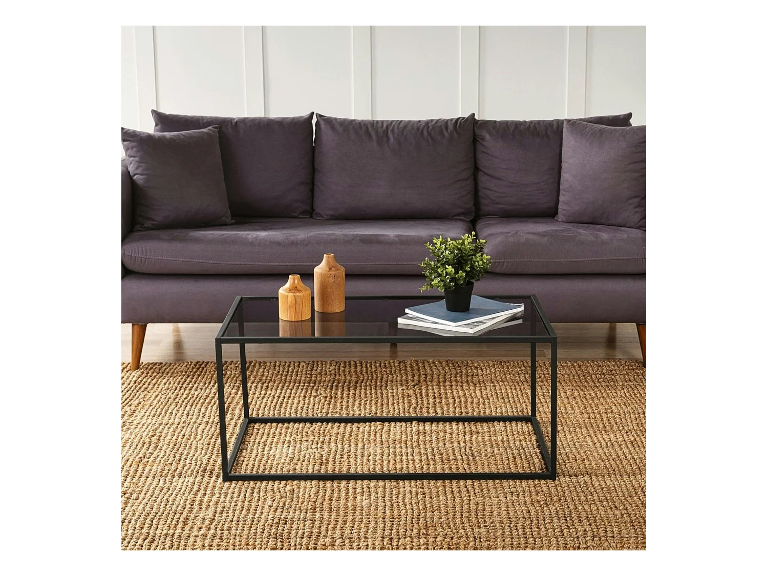 Table basse en verre fumé - forme rectangulaire TULUM