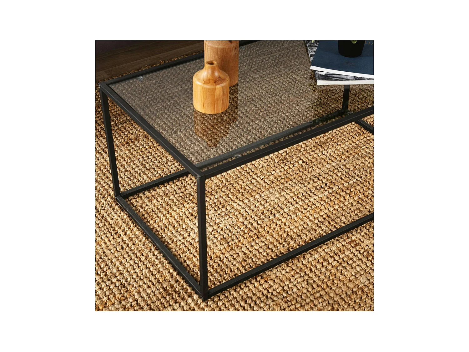 Table basse en verre fumé - forme rectangulaire TULUM