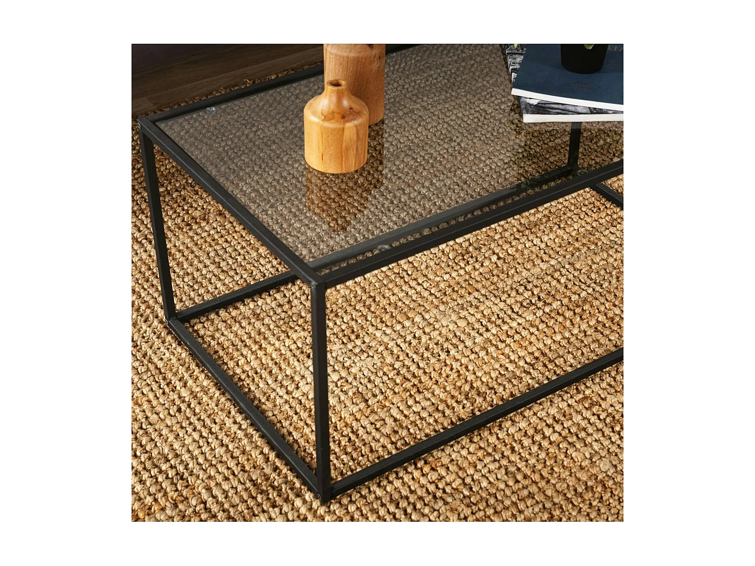 Table basse en verre fumé - forme rectangulaire TULUM