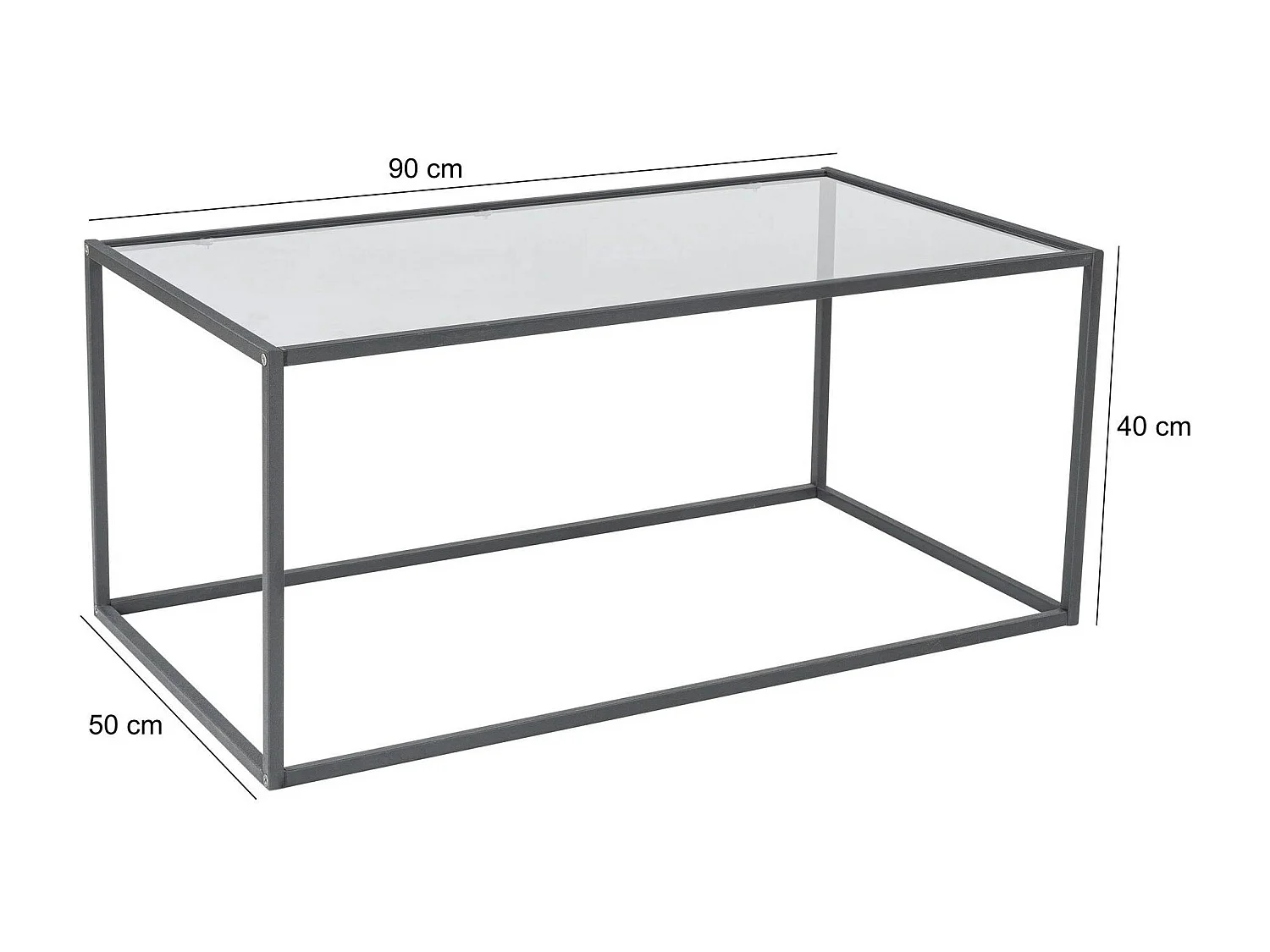 Table basse en verre fumé - forme rectangulaire TULUM