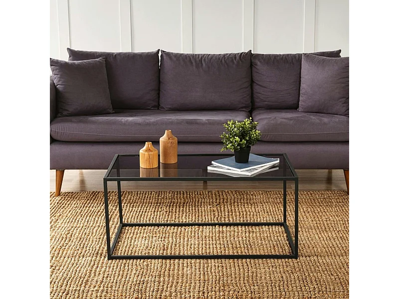 Table basse en verre fumé - forme rectangulaire TULUM