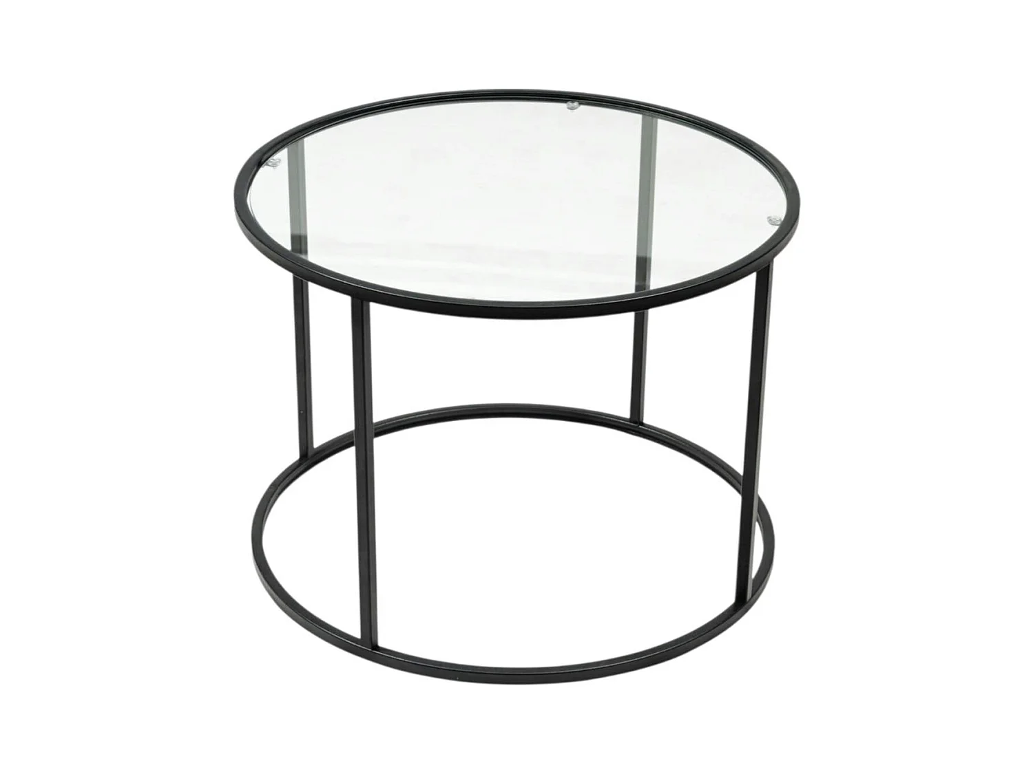 Table basse ronde verre ⌀60 cm - structure métal noir TULUM
