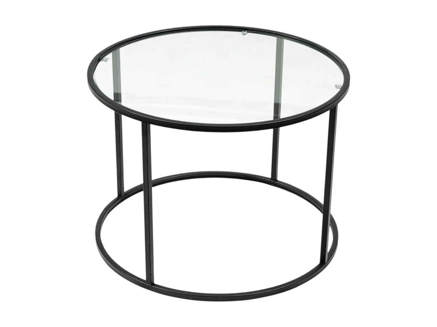 Table basse ronde verre ⌀60 cm - structure métal noir TULUM