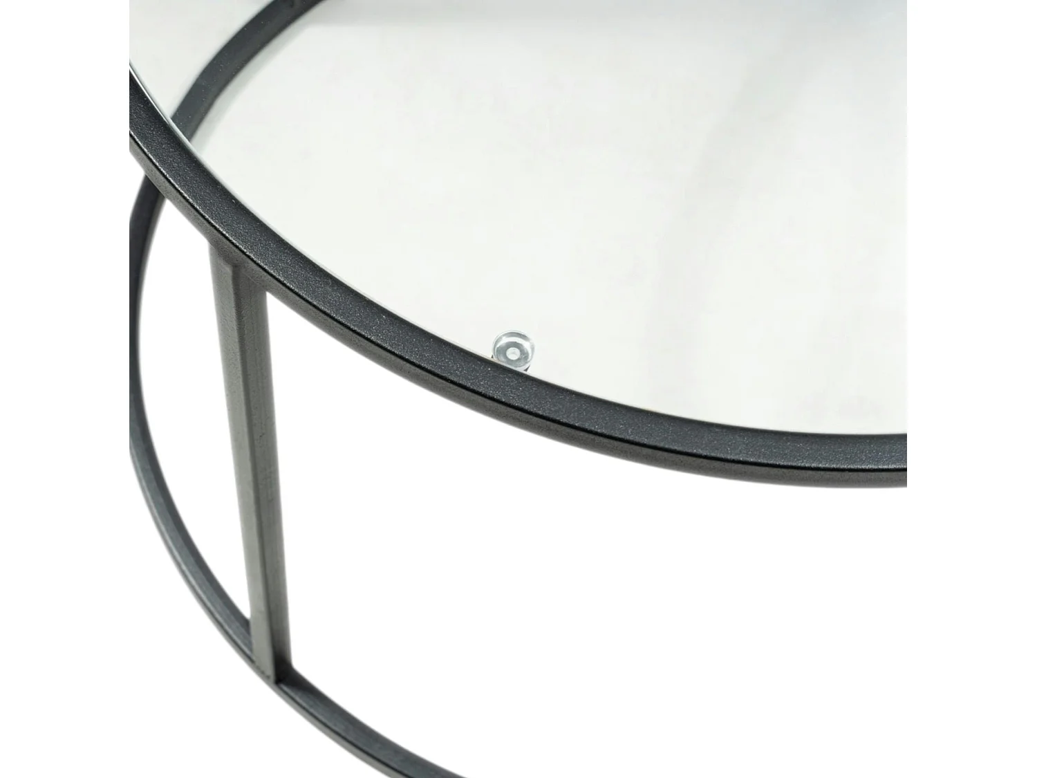 Table basse ronde verre ⌀60 cm - structure métal noir TULUM