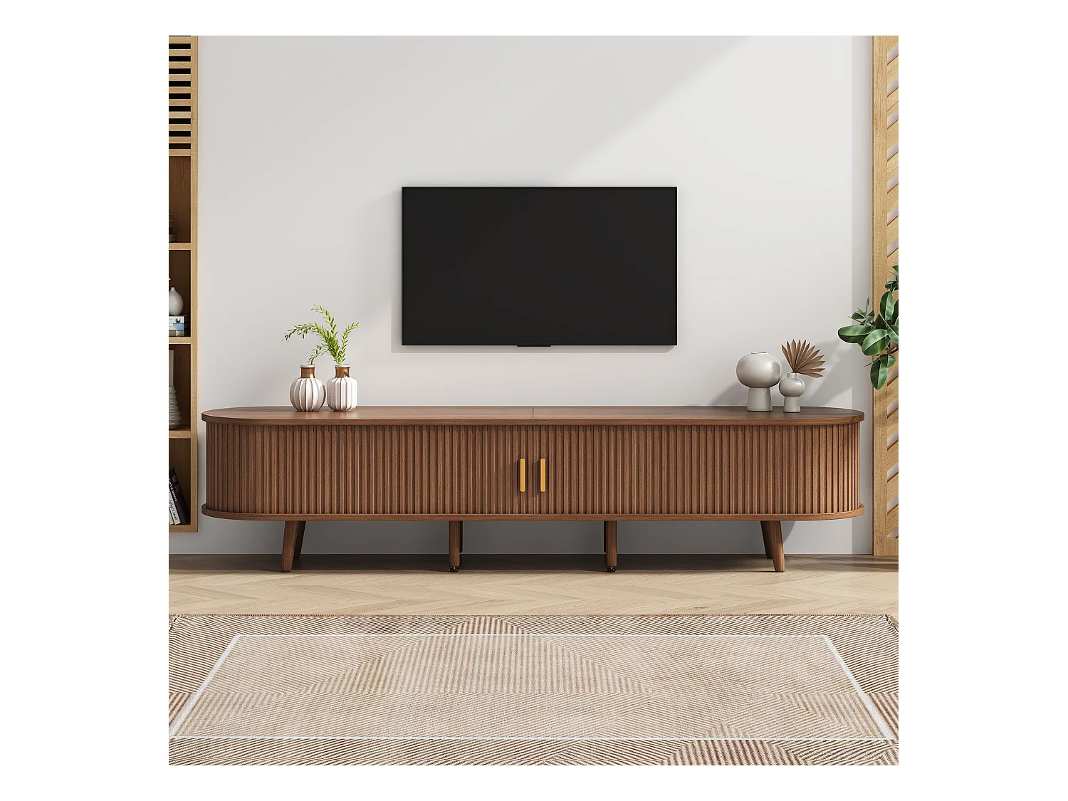 TV-Schrank 175×40×42 cm - 2 Schubladen - 2 Schiebetüren - für 75-Zoll-Fernseher geeignet - braun