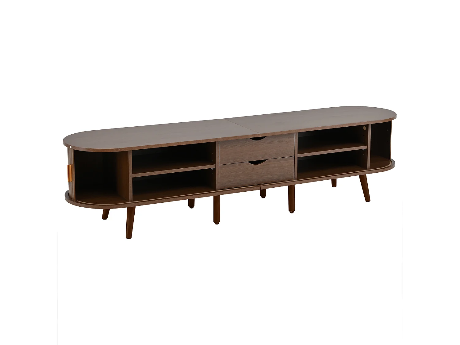 TV Stand 175x40x42 cm - 2 Drawers - 2 Sliding Doors - Compatible with 75-inch TVs - Brown