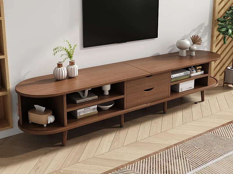 TV-meubel 175×40×42 cm - 2 laden - 2 schuifdeuren - geschikt voor 75 inch televisie - bruin