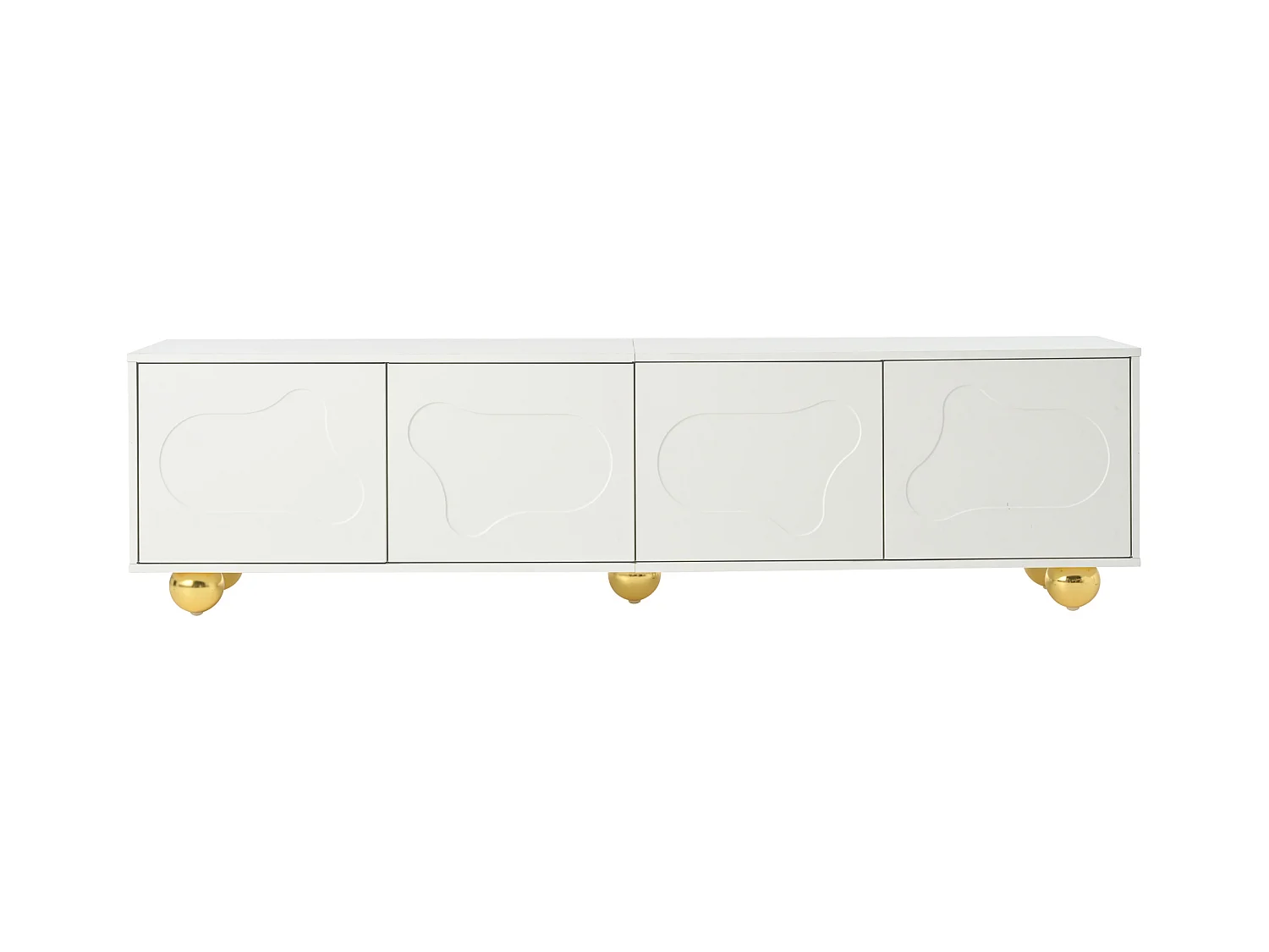 Meuble TV 180x40x45cm - 4 portes - pour téléviseurs 75 pouces - Blanc