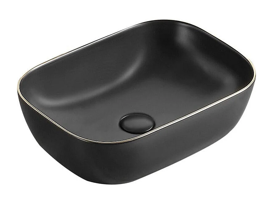 Aufsatzwaschbecken aus glasierter Keramik CUARTO 455 x 325 cm - schwarz/gold