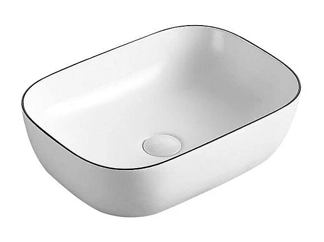 Aufsatzwaschbecken aus glasierter Keramik CUARTO 455 x 325 cm - weiß/schwarz