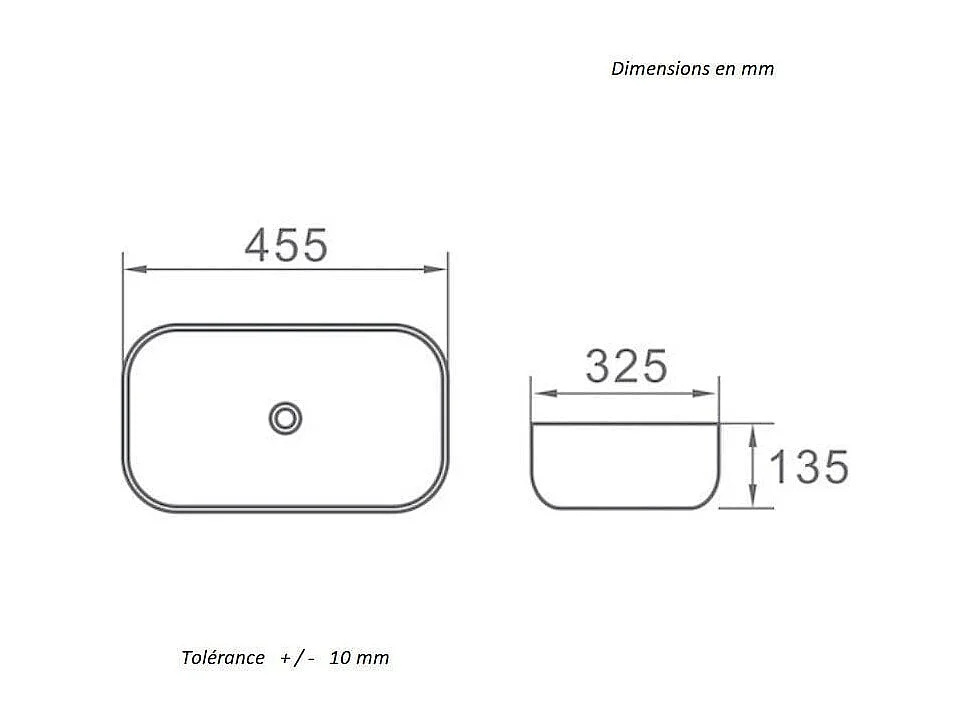 Aufsatzwaschbecken aus glasierter Keramik CUARTO 455 x 325 cm - weiß/schwarz