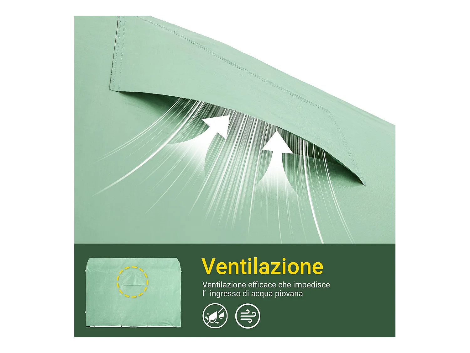 SoBuy Abri de jardin imperméable vert avec crochets pour motos vélos et outils 159x219x165 cm