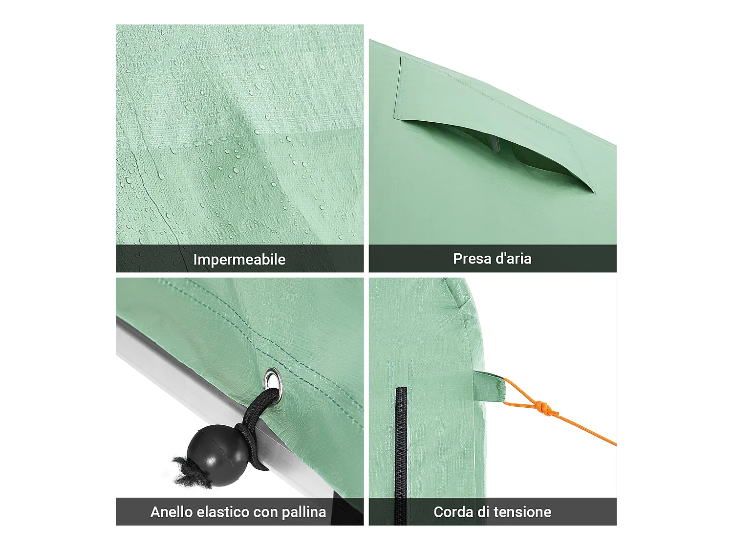 SoBuy Abri de jardin imperméable vert avec crochets pour motos vélos et outils 159x219x165 cm