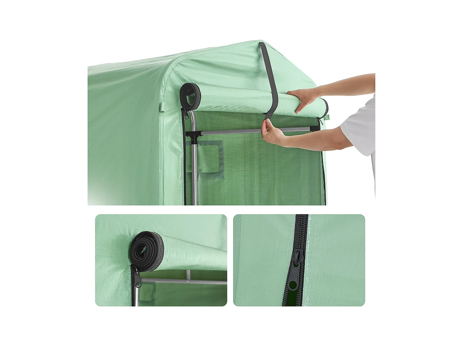 SoBuy Abri de jardin imperméable vert avec crochets pour motos vélos et outils 159x219x165 cm