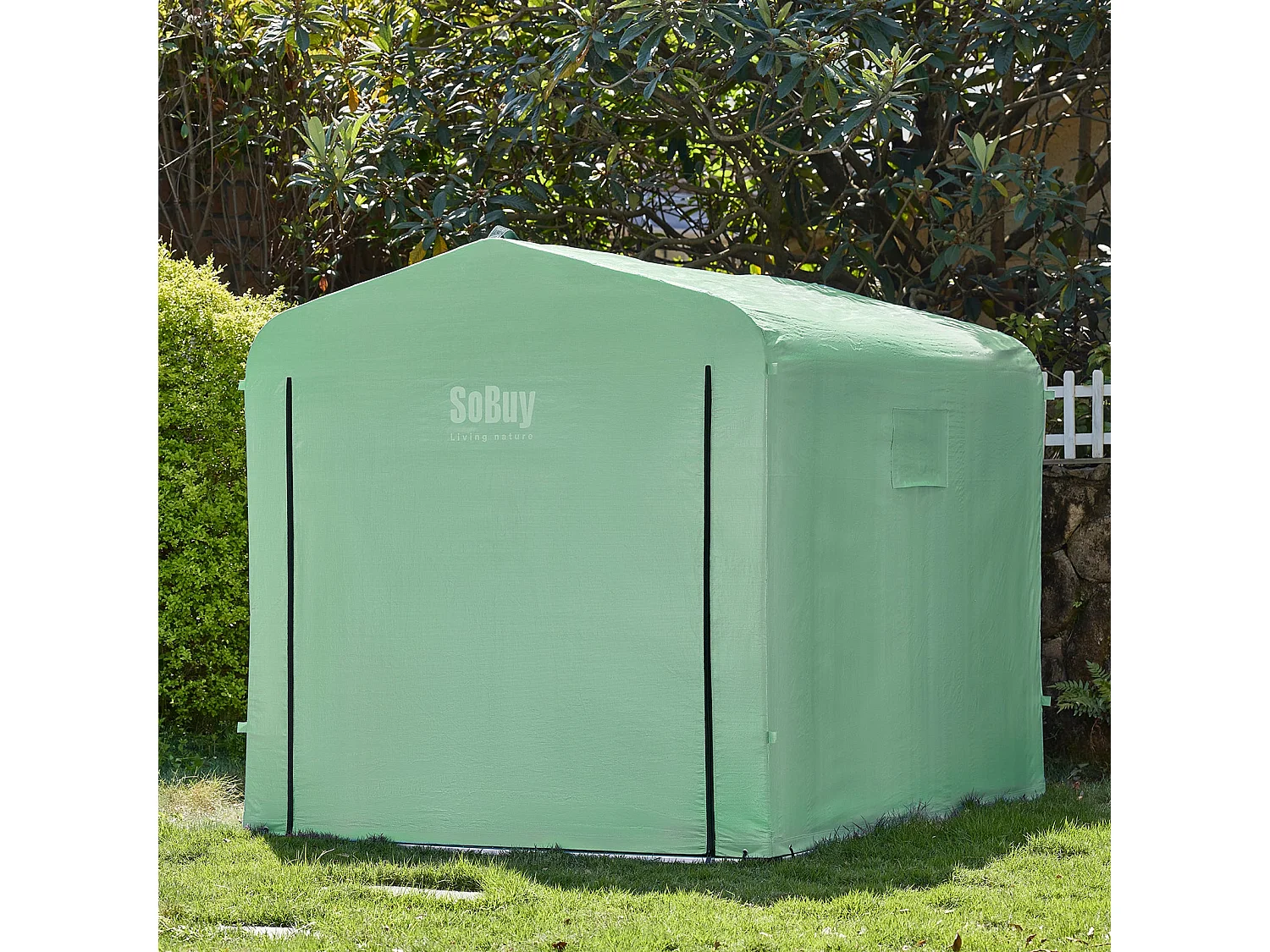 SoBuy Abri de jardin imperméable vert avec crochets pour motos vélos et outils 159x219x165 cm