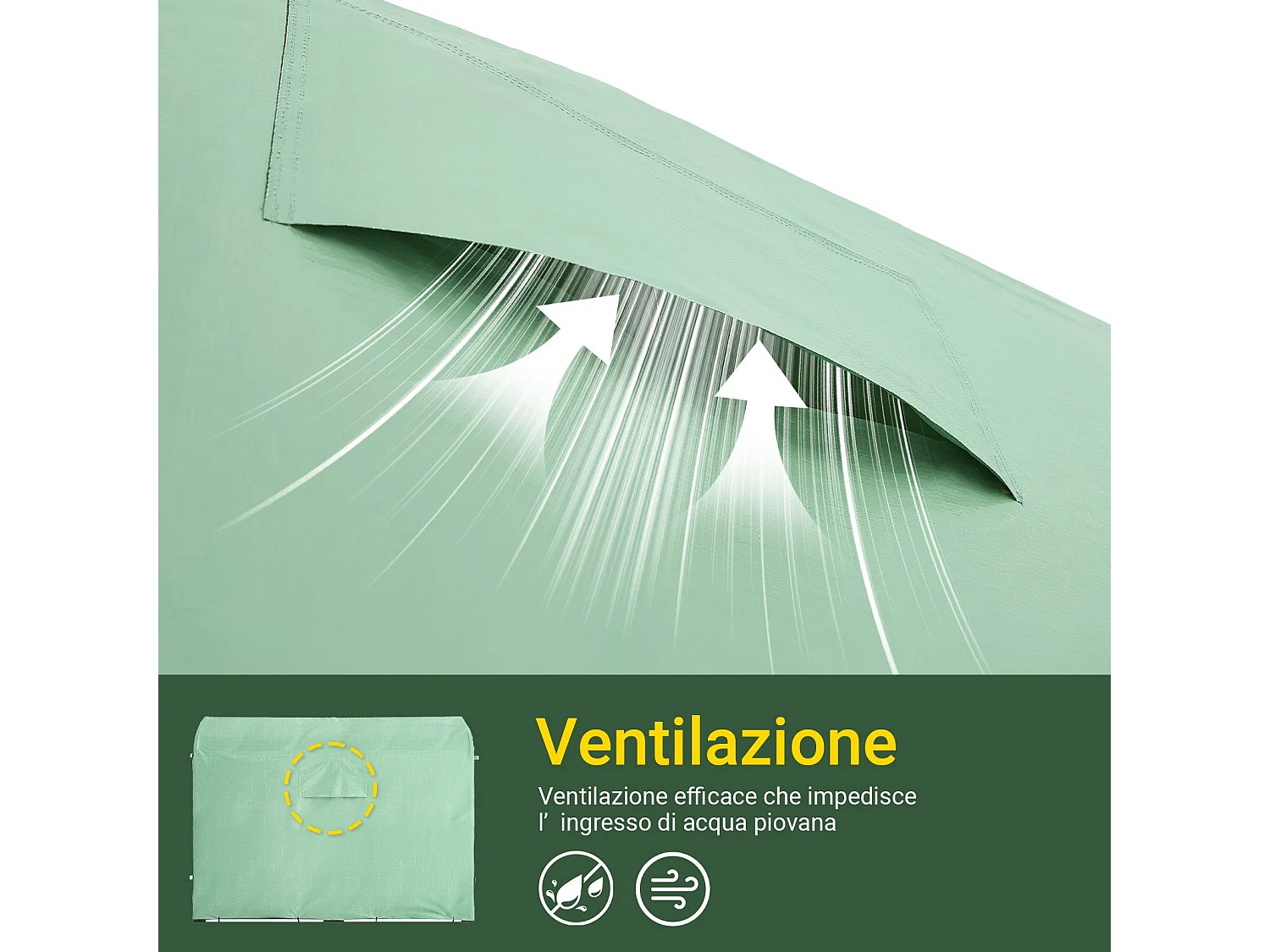 SoBuy Abri de jardin imperméable vert avec crochets pour motos vélos et outils 159x219x165 cm