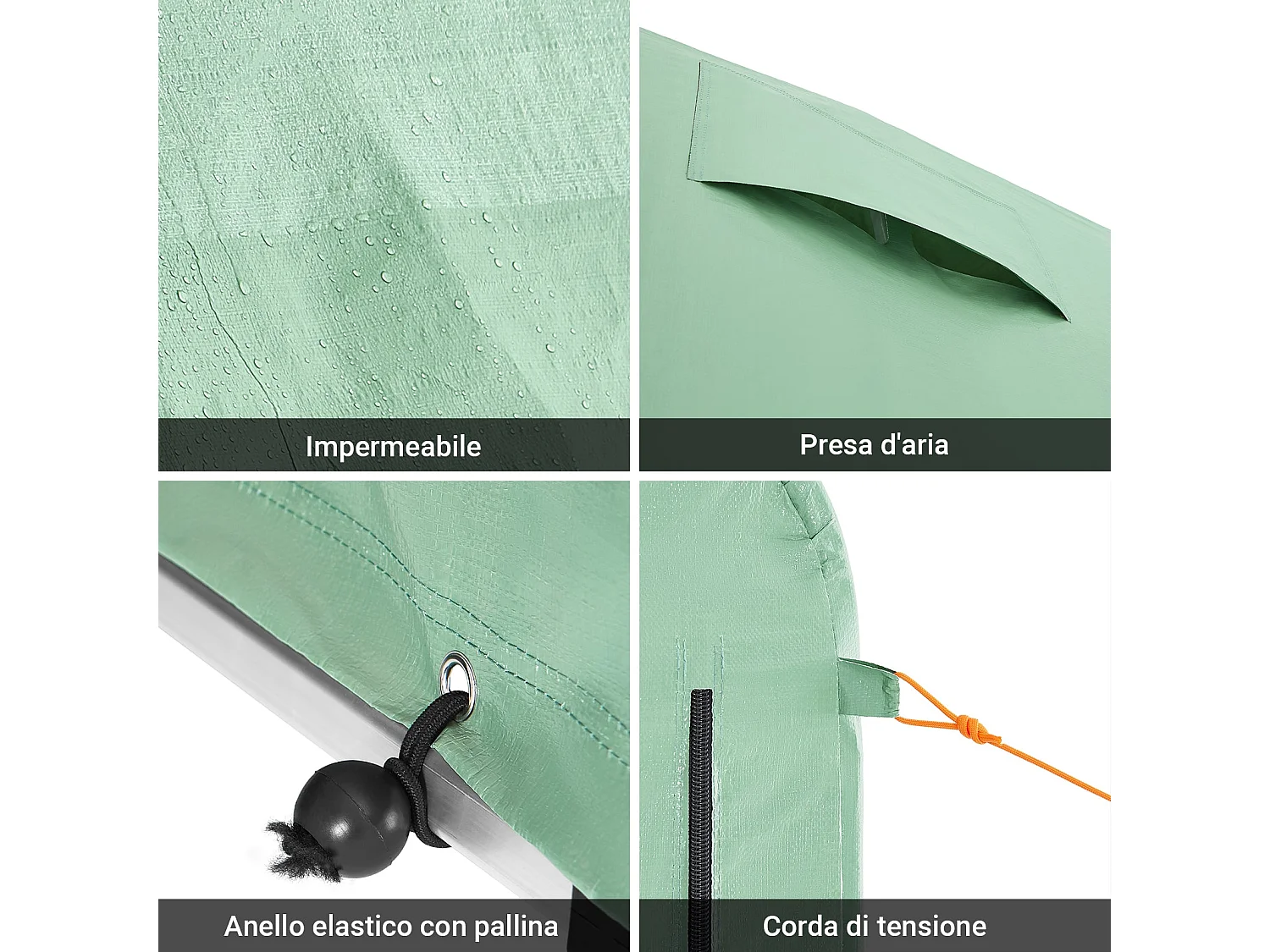 SoBuy Abri de jardin imperméable vert avec crochets pour motos vélos et outils 159x219x165 cm