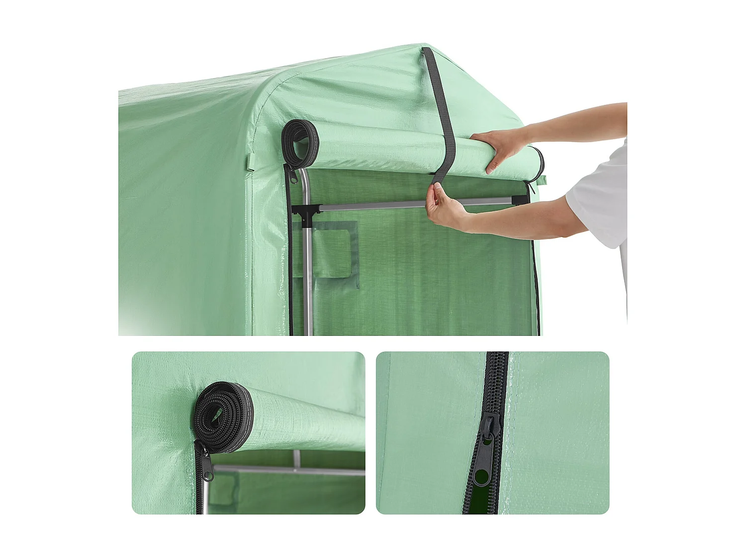SoBuy Abri de jardin imperméable vert avec crochets pour motos vélos et outils 159x219x165 cm