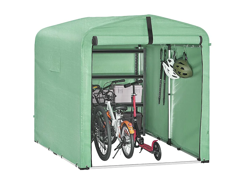SoBuy Abri de jardin imperméable vert avec crochets pour motos vélos et outils 159x219x165 cm