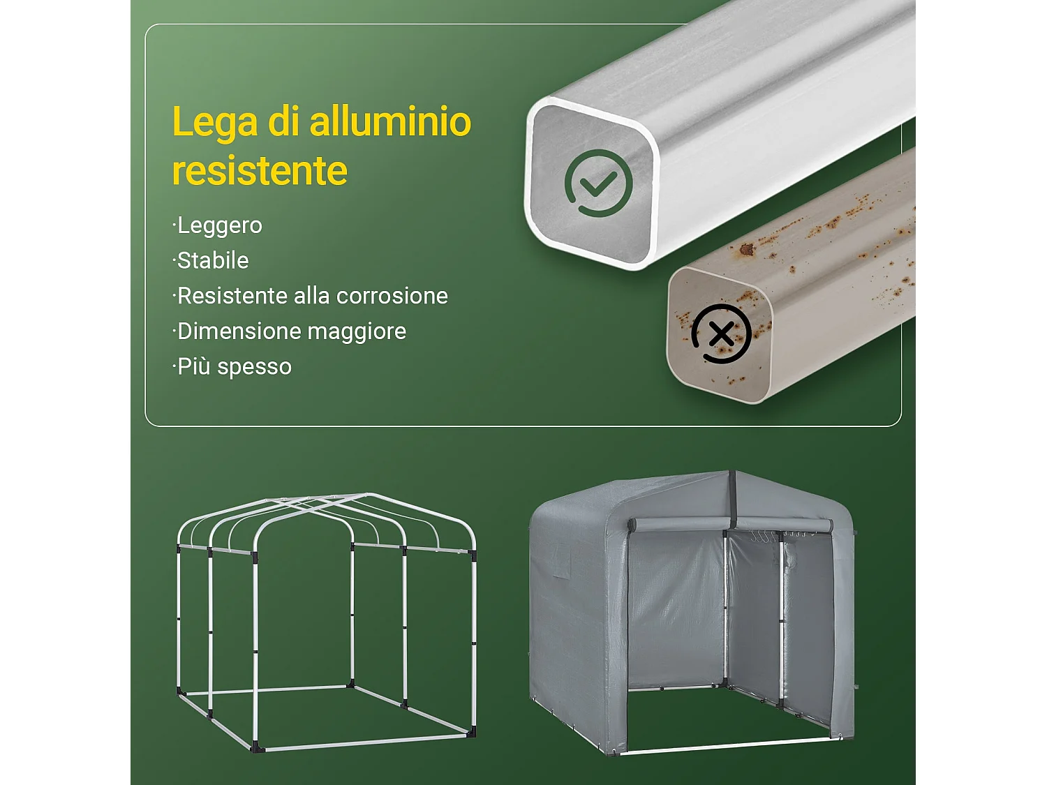 SoBuy cobertizo de jardín impermeable para motos y herramientas con ganchos gris 159x219x165 cm