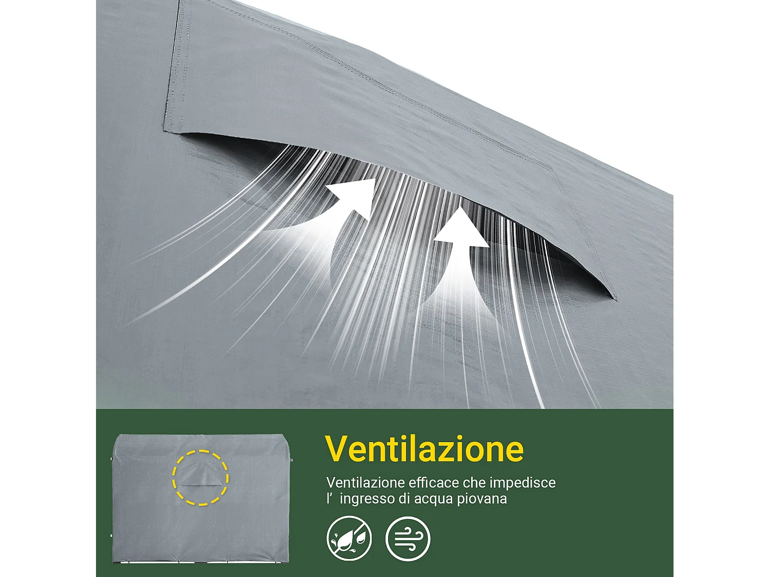 SoBuy cobertizo de jardín impermeable para motos y herramientas con ganchos gris 159x219x165 cm