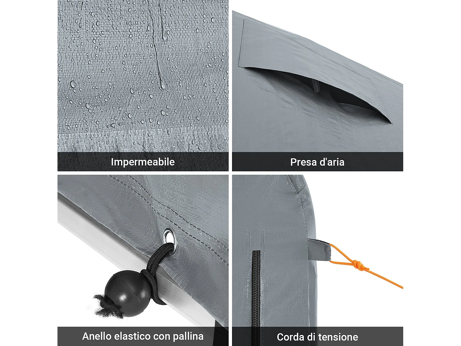 SoBuy cobertizo de jardín impermeable para motos y herramientas con ganchos gris 159x219x165 cm