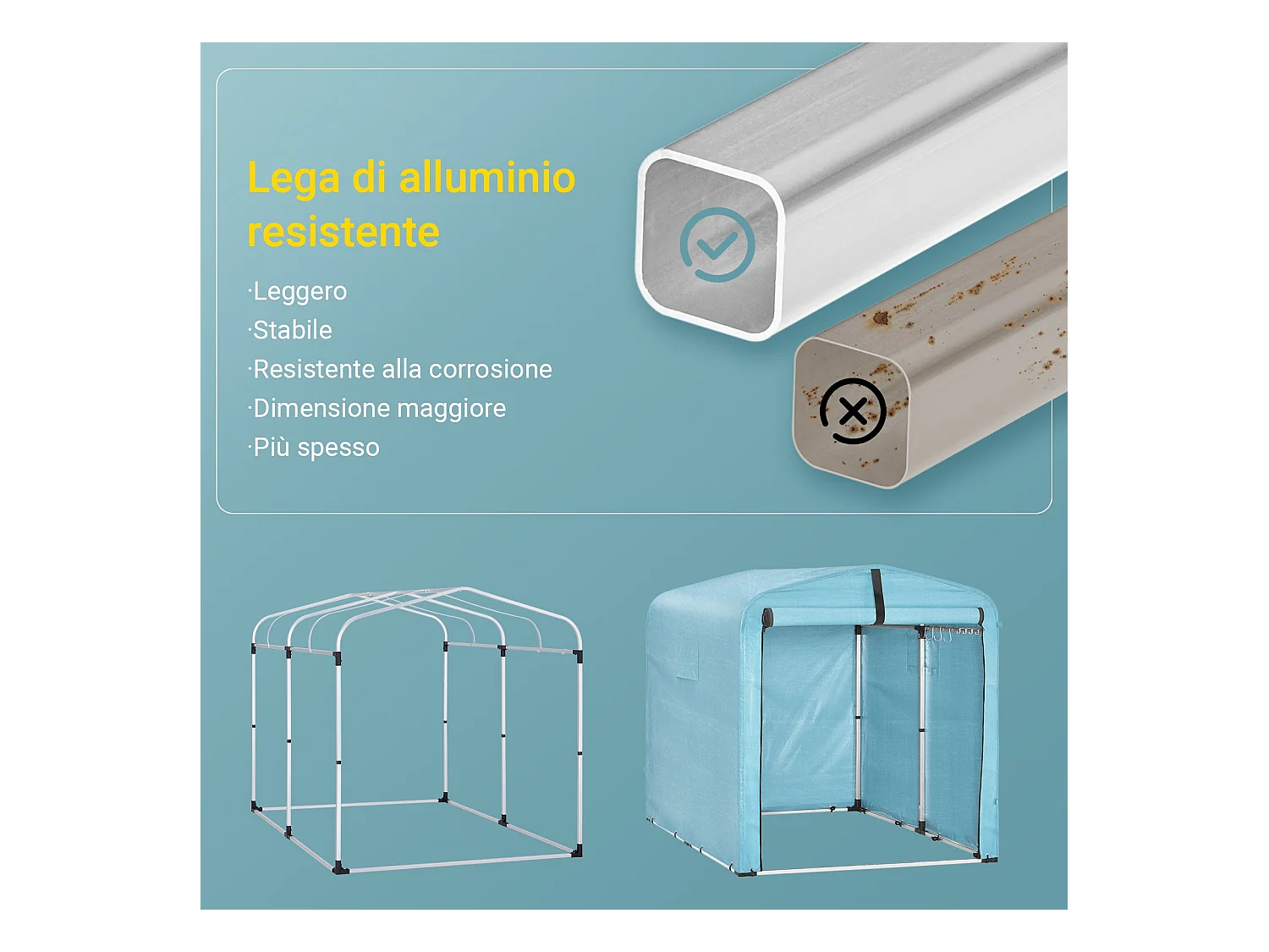 SoBuy Gartenhaus Outdoor-Zelt wasserdicht mit Haken Garage für Fahrräder und Werkzeug Stauraum hellblau 159x219x165 cm