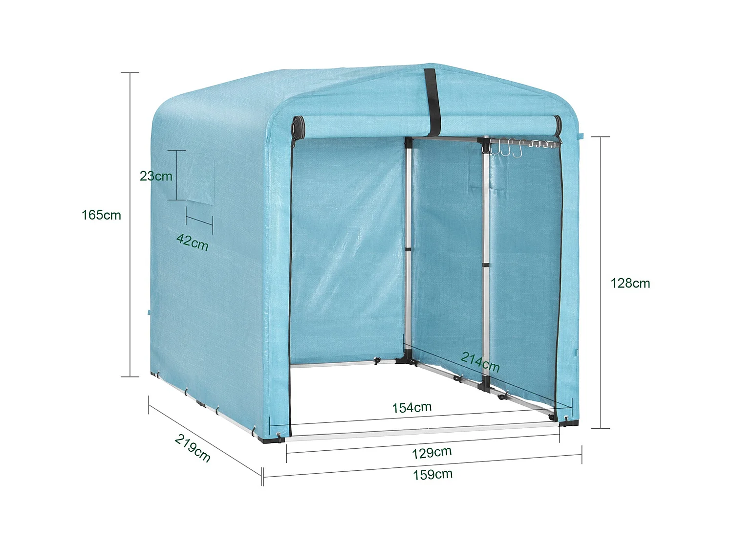 SoBuy abri de jardin imperméable avec crochets bleu clair 159x219x165 cm