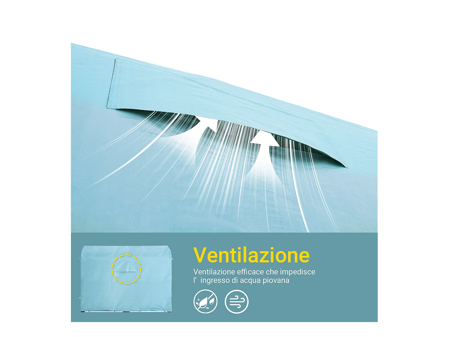 SoBuy abri de jardin imperméable avec crochets bleu clair 159x219x165 cm