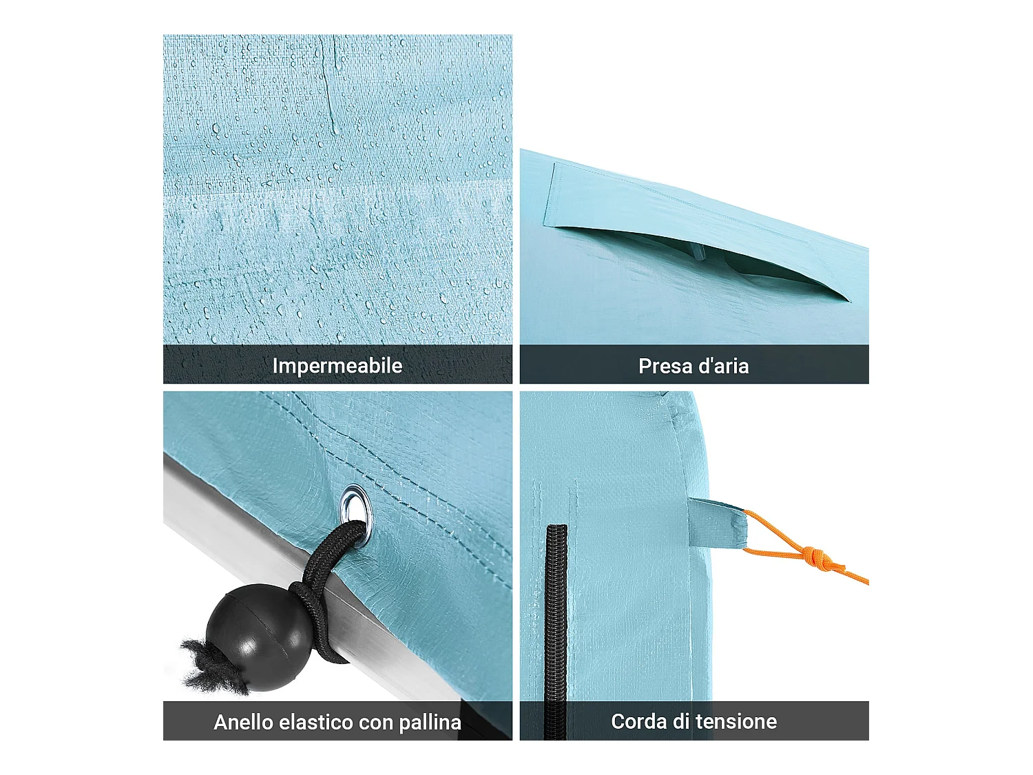 SoBuy abri de jardin imperméable avec crochets bleu clair 159x219x165 cm