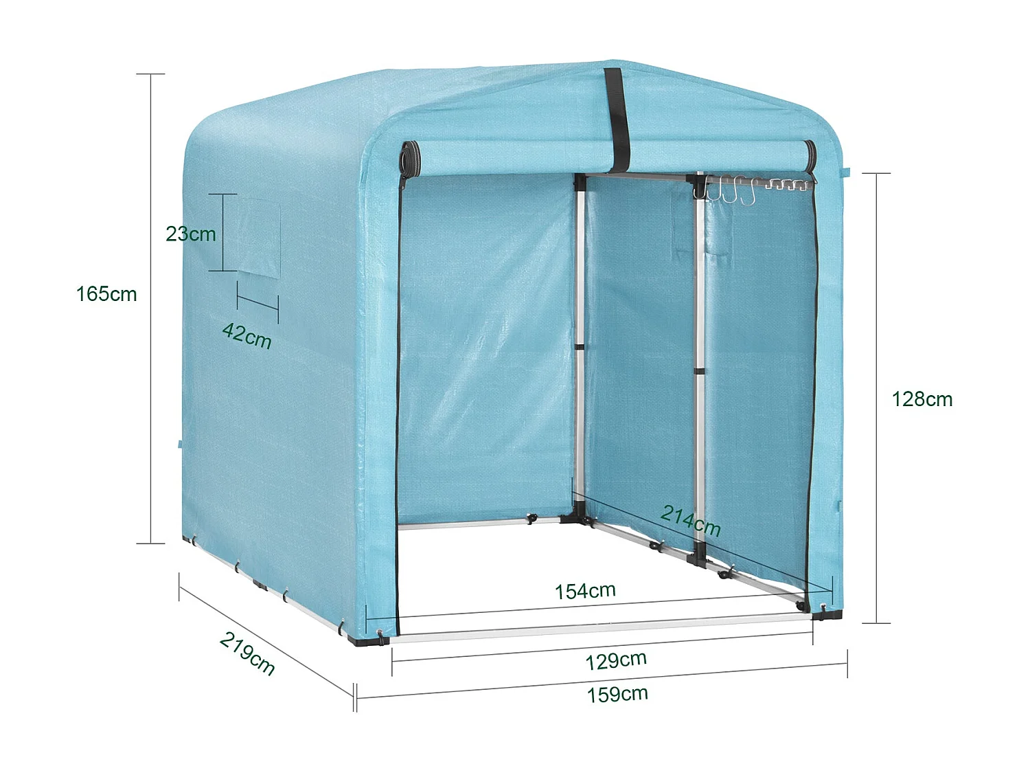 SoBuy abri de jardin imperméable avec crochets bleu clair 159x219x165 cm