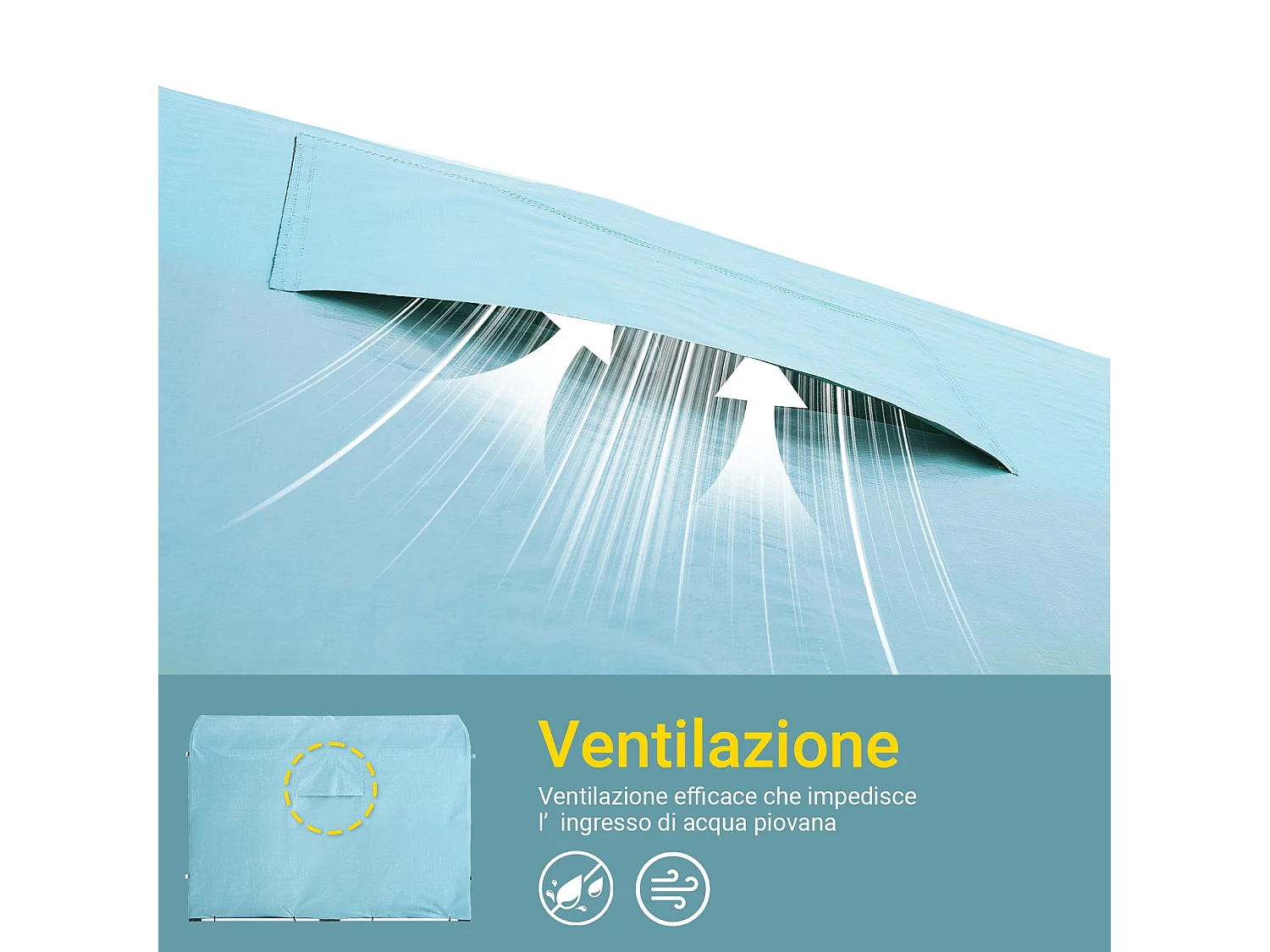 SoBuy abri de jardin imperméable avec crochets bleu clair 159x219x165 cm