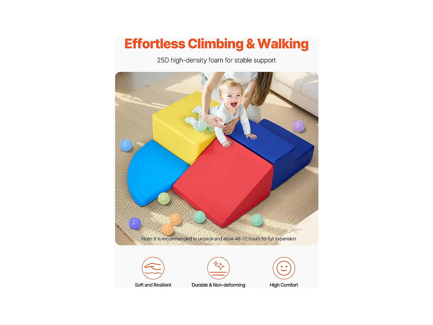 Brinquedo de Escalada, SucceBuy, Blocos de Espuma para Escalada de 4 Peças para Crianças Pequenas e Pré-Escolares, Conjunto de Atividades no Interior