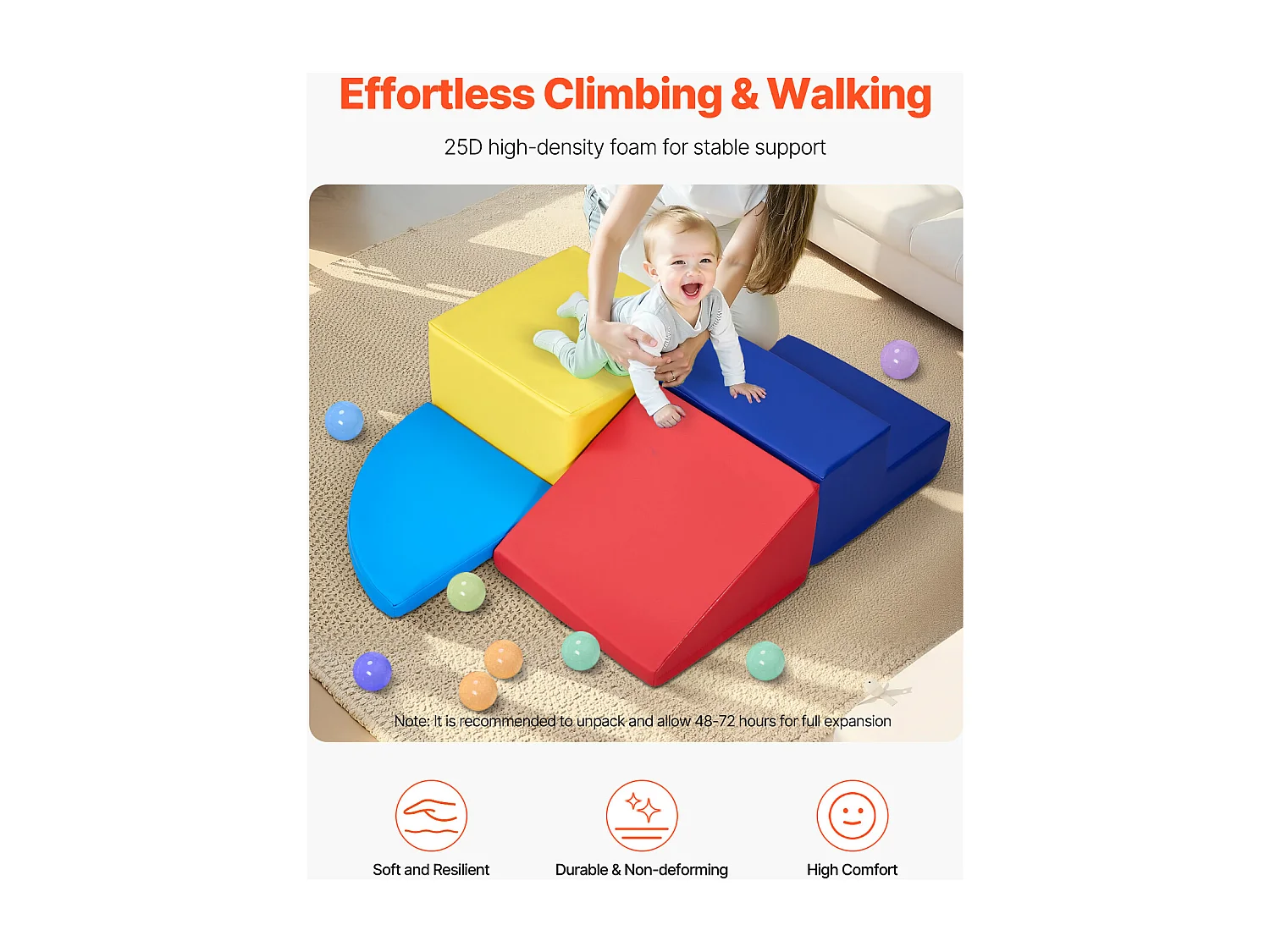 Jouet d'Escalade, SucceBuy Blocs d'Escalade en Mousse, 4 Pièces, pour Tout-Petits et Enfants d'Âge Préscolaire, Ensemble d'Activités d'Intérieur