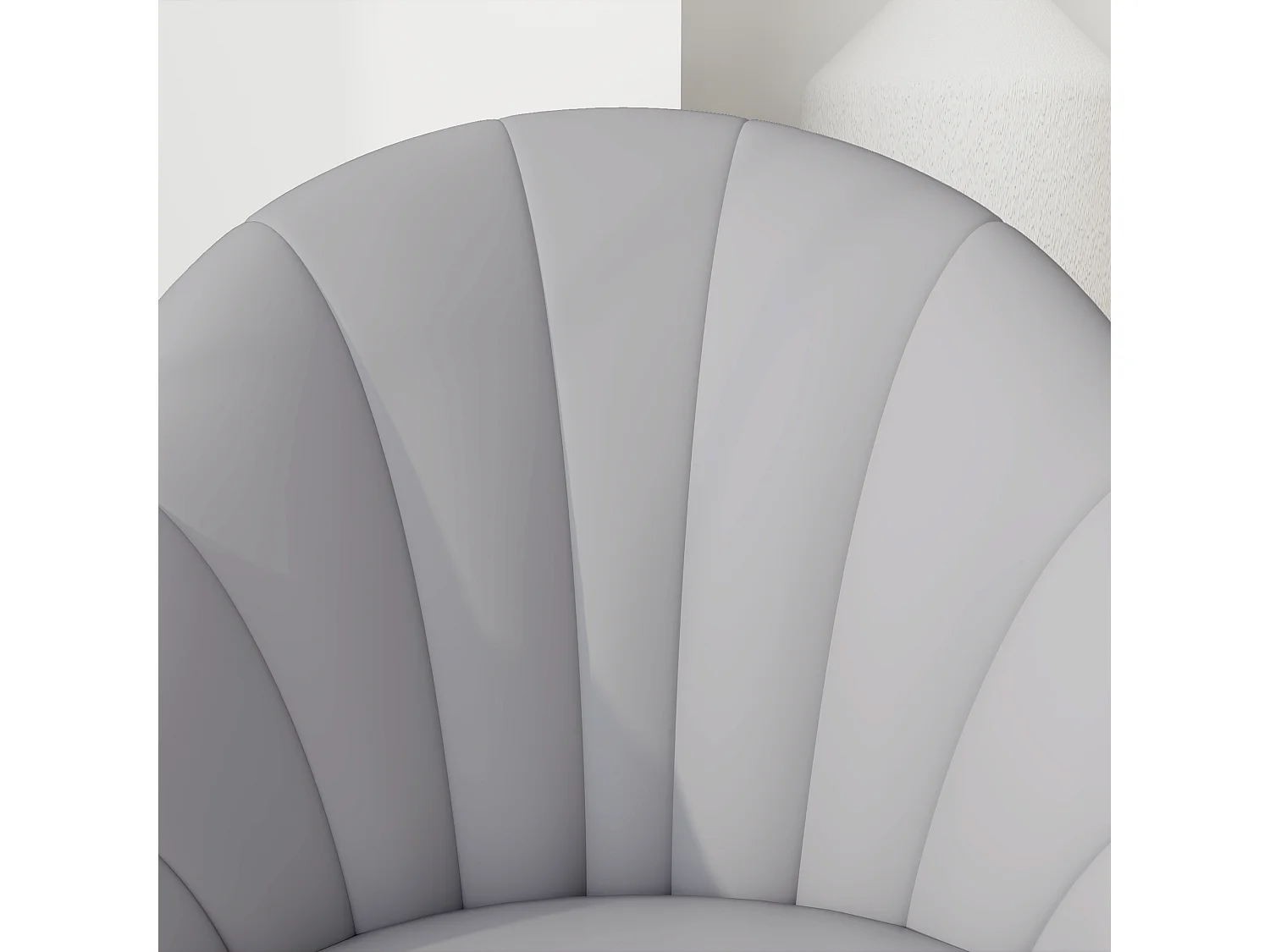 Set 2 sedie da pranzo schienale a conchiglia in pelle pu grigio chiaro