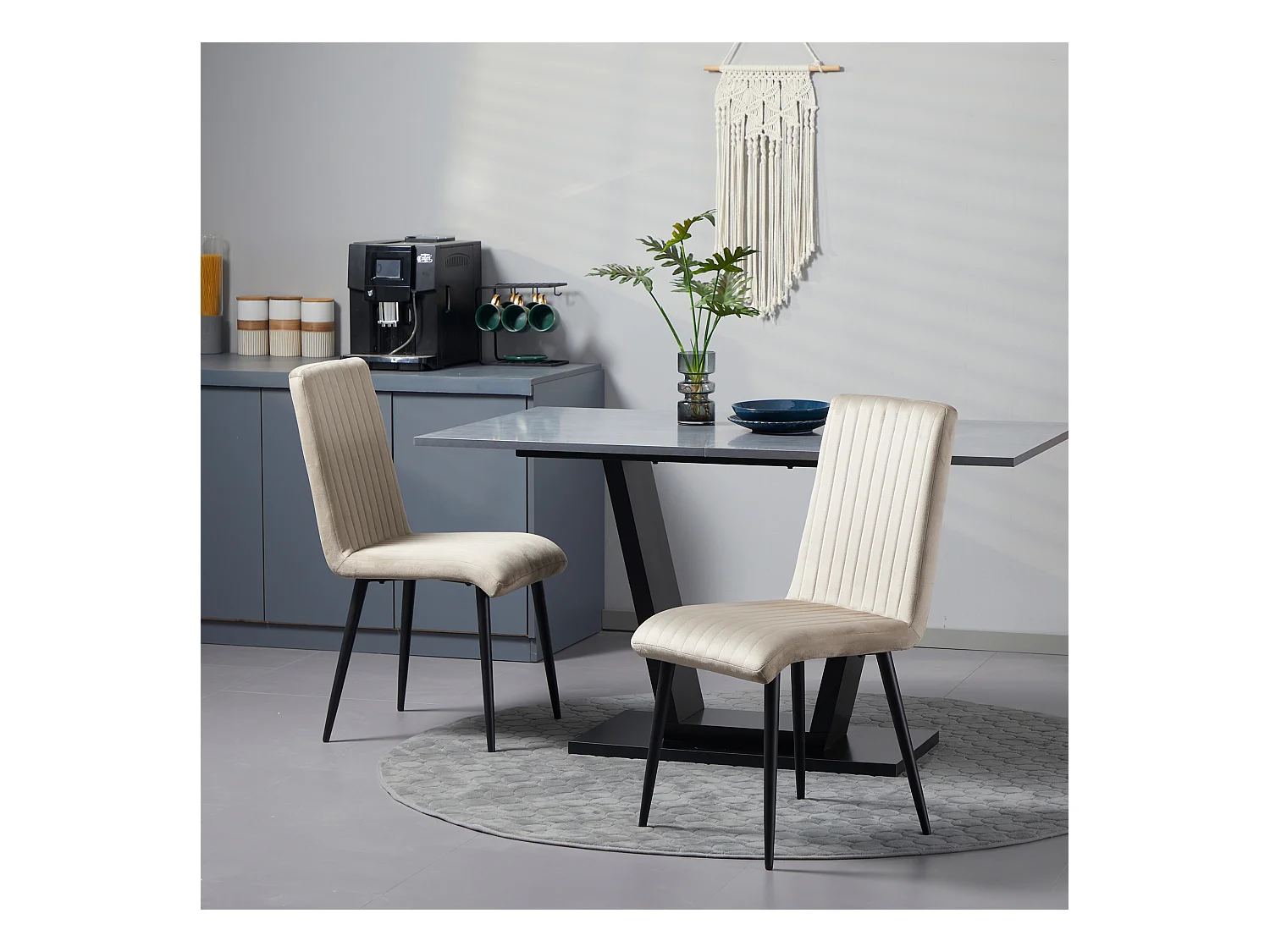 Sedie da cucina imbottite set 2 pezzi in poliestere e acciaio