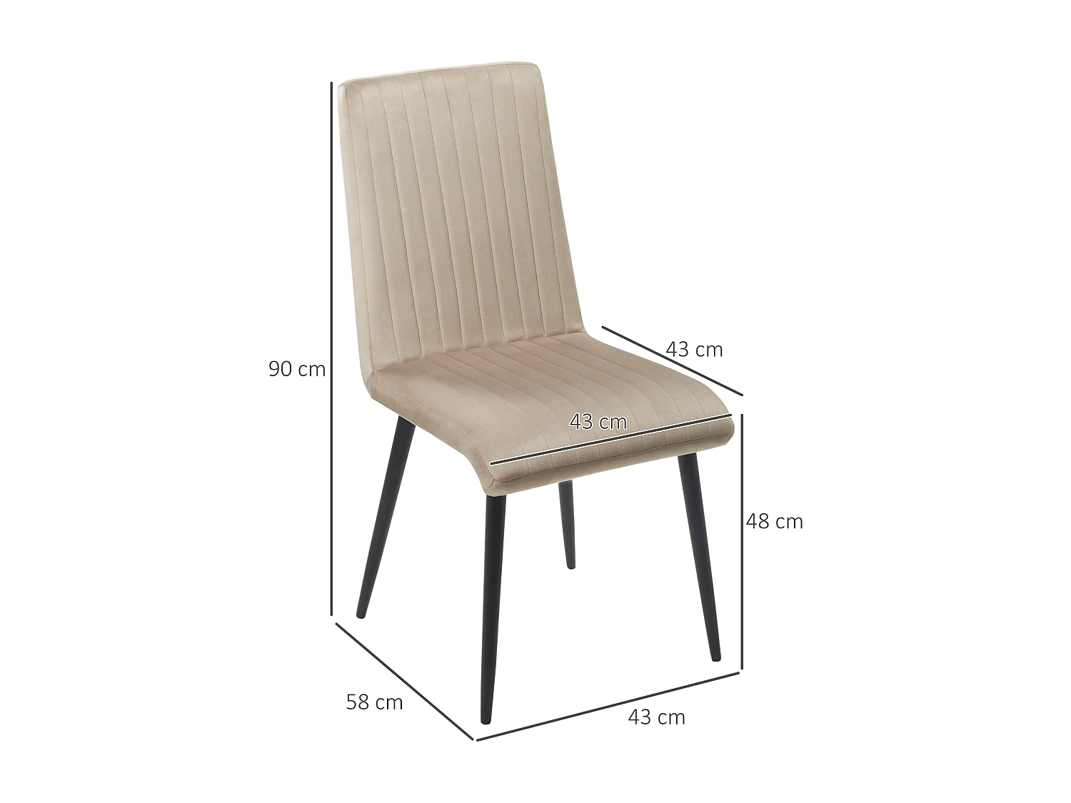 Sedie da cucina imbottite set 2 pezzi in poliestere e acciaio