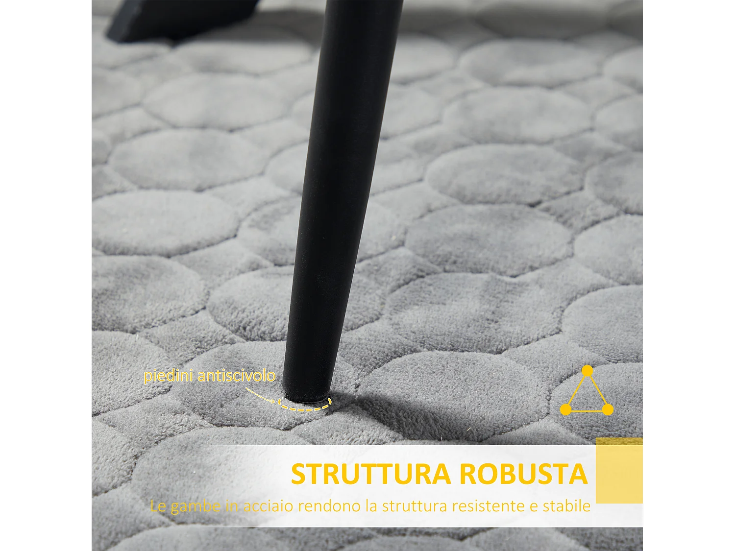 Sedie da cucina imbottite set 2 pezzi in poliestere e acciaio