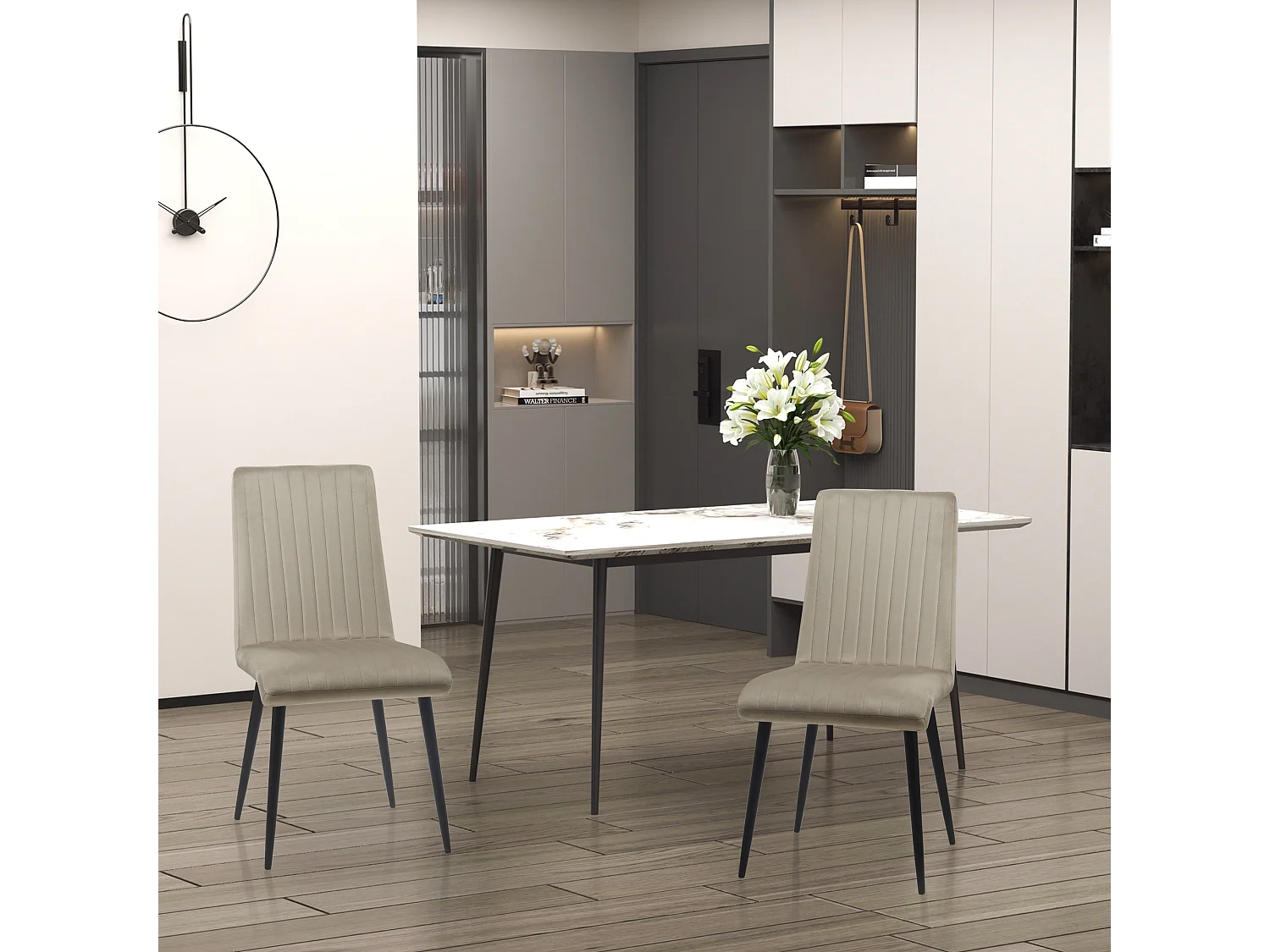 Sedie da cucina imbottite set 2 pezzi in poliestere e acciaio