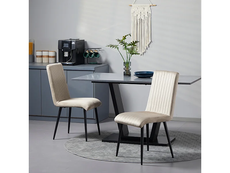 Sedie da cucina imbottite set 2 pezzi in poliestere e acciaio