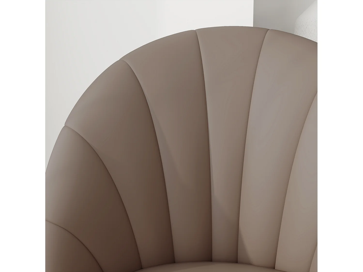 Set 2 sedie da pranzo con schienale a conchiglia in pelle pu marrone