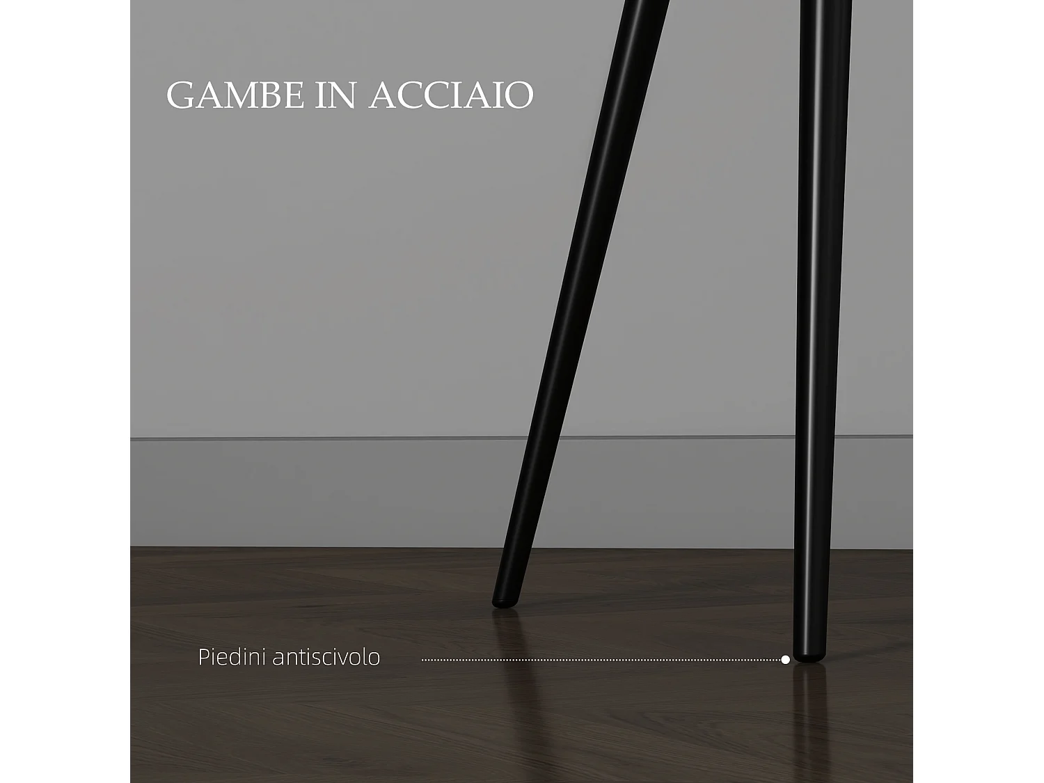 Set 2 sedie da pranzo nordico vellutato con braccioli grigio scuro