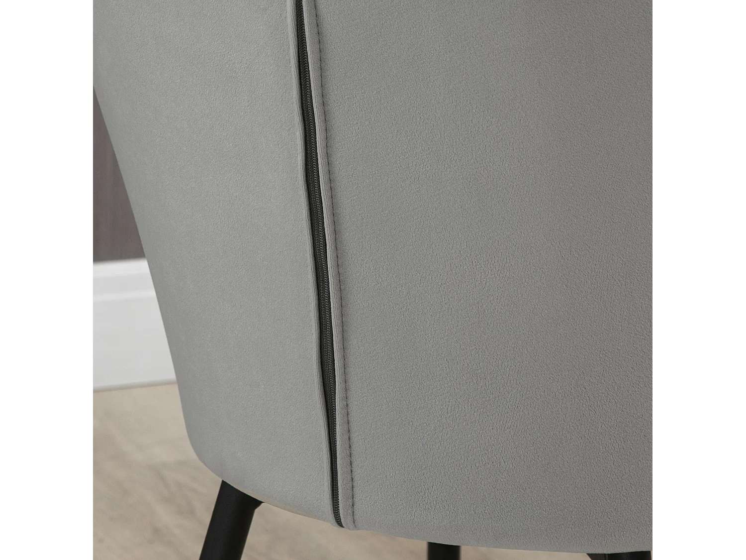 Set 2 sedie da pranzo nordico vellutato con braccioli grigio scuro