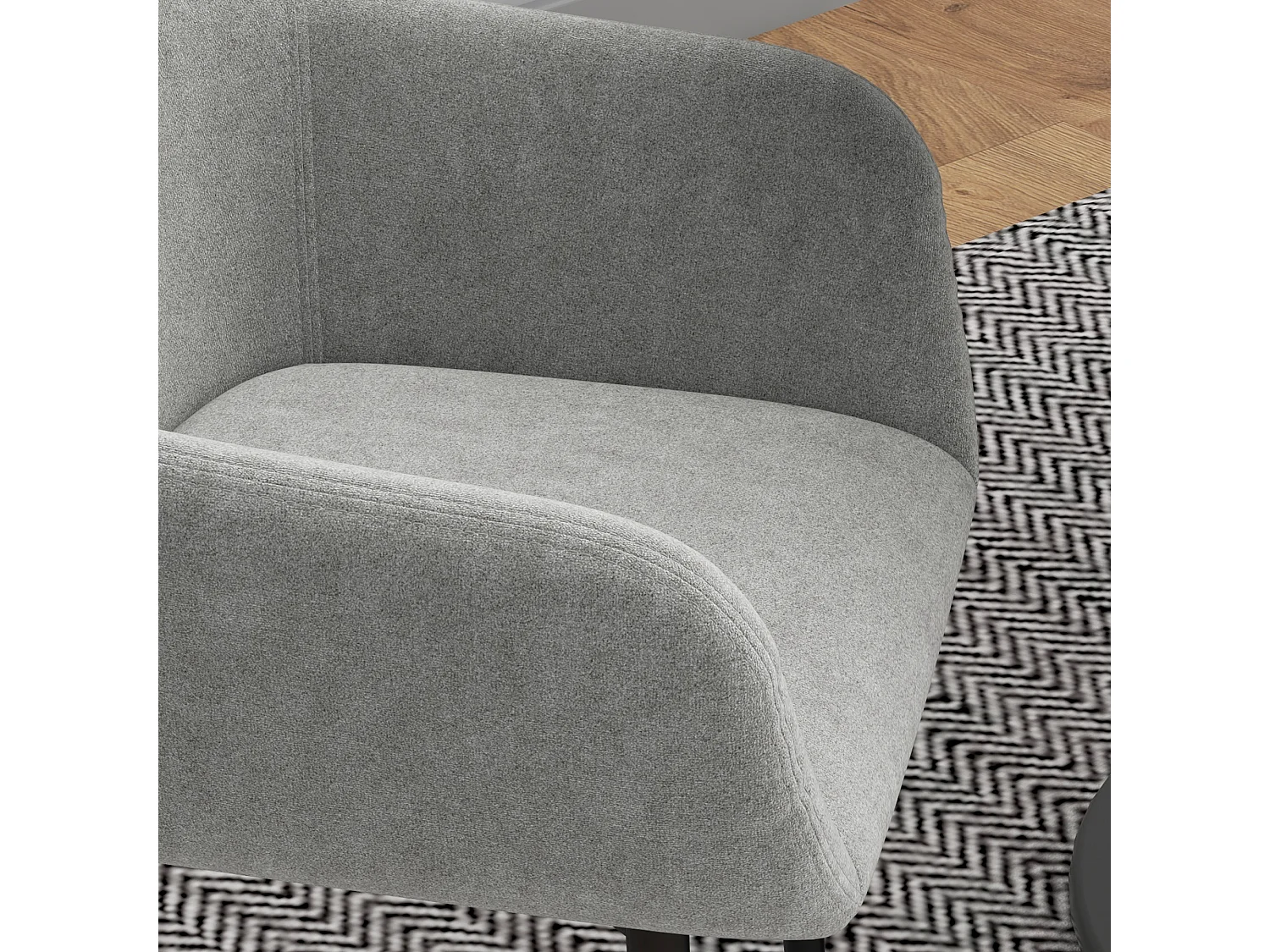 Set 2 sedie da pranzo nordico vellutato con braccioli grigio scuro