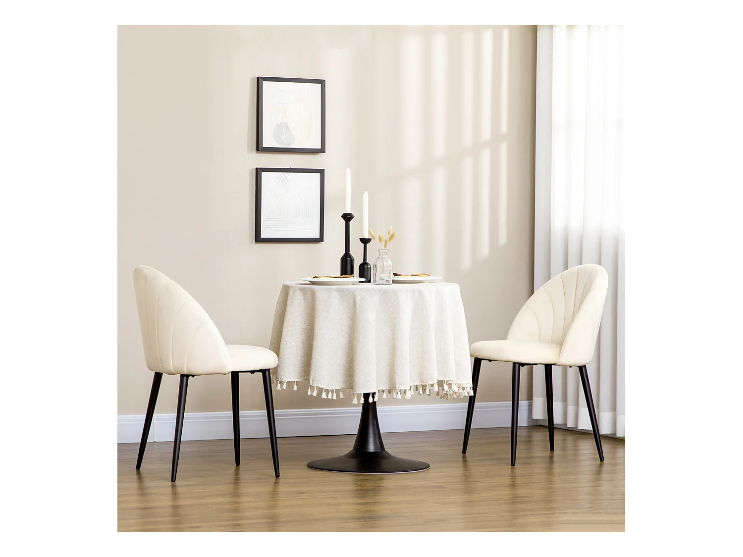 Set 2 sedie imbottite per soggiorno e sala da pranzo beige