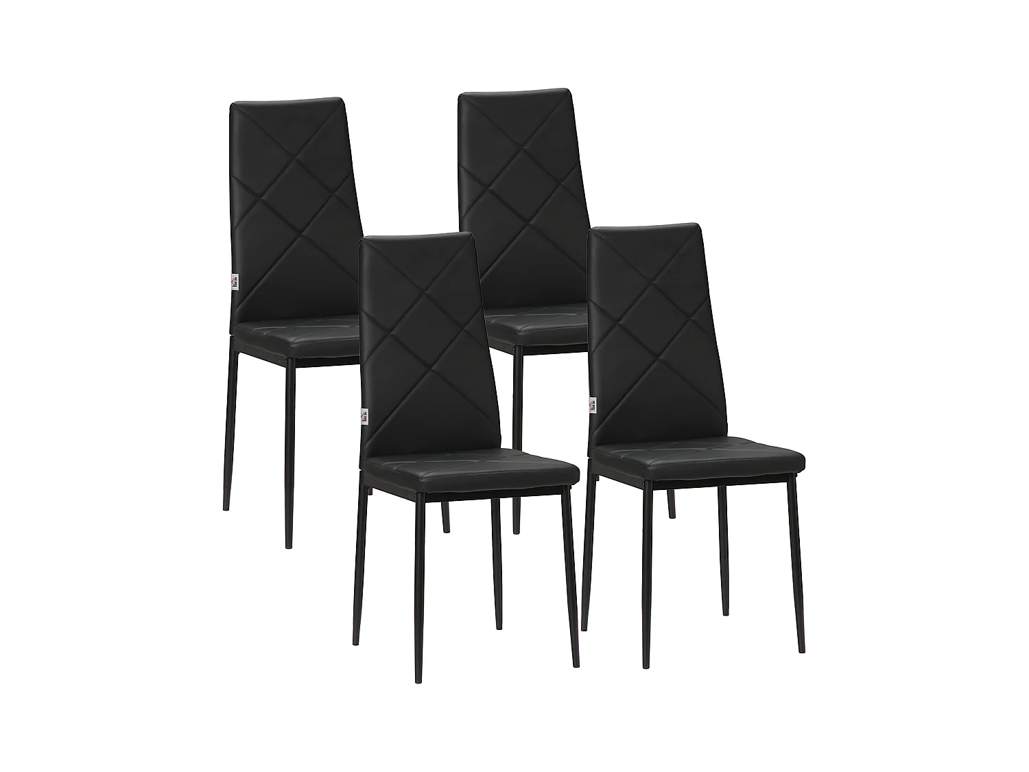 Set di 4 sedie da cucina con schienale alto finta pelle nera