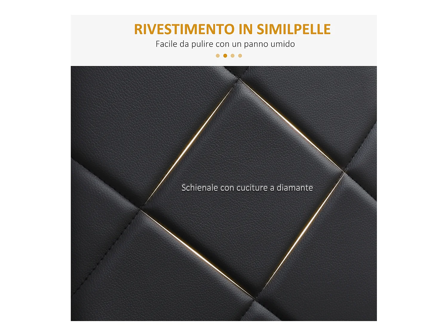 Set di 4 sedie da cucina con schienale alto finta pelle nera