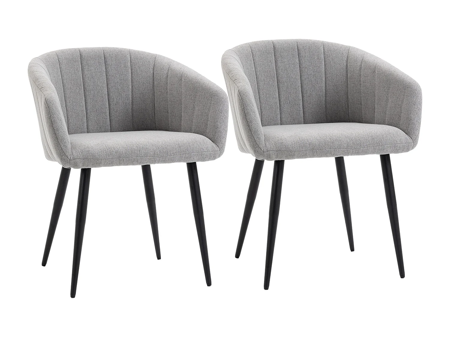 Set 2 sedie imbottite moderne rivestimento in tessuto grigio