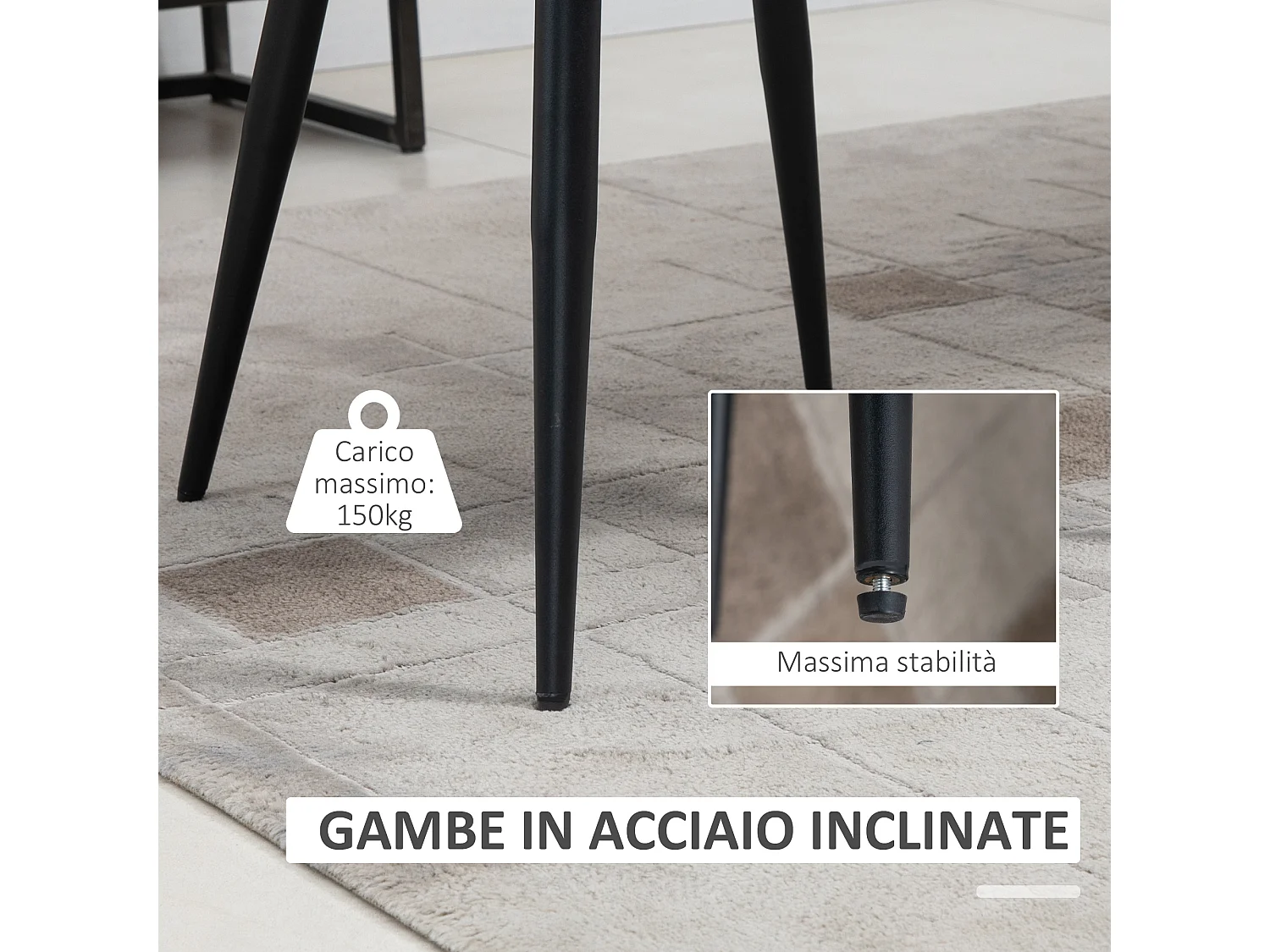 Set 2 sedie imbottite moderne rivestimento in tessuto grigio